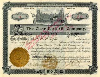 1907 Clear Fork Oil Co Stock Certificate