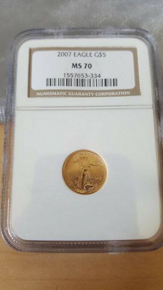 2007 $5 Gold American Eagle Ms70 Ngc - Brown Label