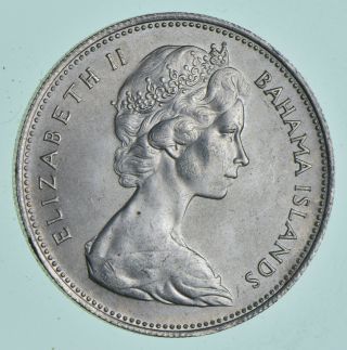 Silver - World Coin - 1966 Bahama Islands 1 Dollar World Silver Coin 18.  1g 419