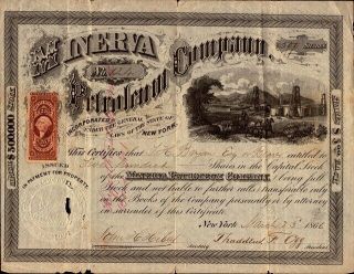 Minerva Petroleum Co 1866 Common Stock Certificate