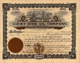 Lucky Dime Oil Co 1901 Common Stock Certificate