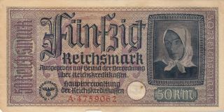 Germany 50 Reichsmark 1940 Reichskreditkassen Nazi Third Reich Ww2 B1206 P - R140