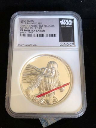 2017 Niue $5 Star Wars Darth Vader 2 Oz Ultra High Relief Fr Ngc Pf70 Uc Silver