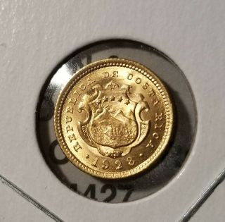 1928 Costa Rica 2 Colones Gold Coin Bu