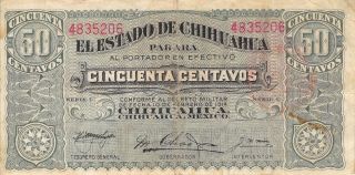 México / Chihuahua 50 Centavos 10.  2.  1914 Series C Circulated Banknote