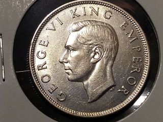 1940 Zealand 1/2 Crown Km 14 Silver Coin Au