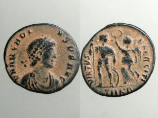 Emperor Arcadius Bronze Ae3_ancient Rome_crowned By Victory