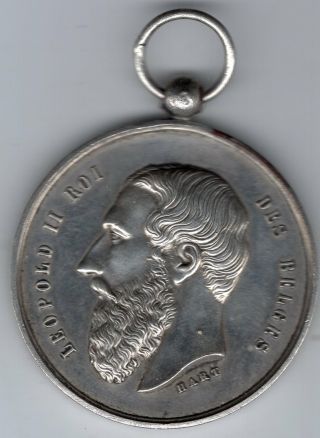 19th Cent.  Belgium Silver Medal For The Agricultural Society Of Condroz,  By Hart