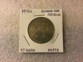 East Germany 10 Mark 1975,  20 Years Of Warsaw Pact,  Commemorative Coin Km 58