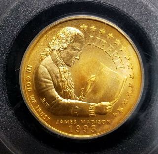 1993 - W $5 Madison Bill of Rights Modern Commemorative Gold Coin PCGS MS70 3