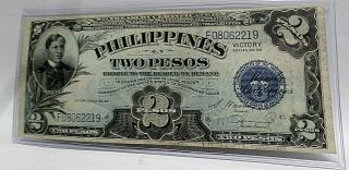 1922 Philippines 2 Pesos Silver Certificate,  Blue Victory,  By U.  S.  A.  08 - 06 - 2219