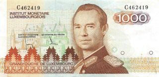 Luxembourg 1000 Francs Nd.  1985 P 59a Series C Circulated Banknote Bex