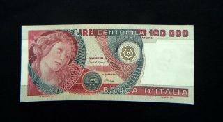 1982 Italy Banknote 100000 Lire Aunc Botticelli Great Qualitu