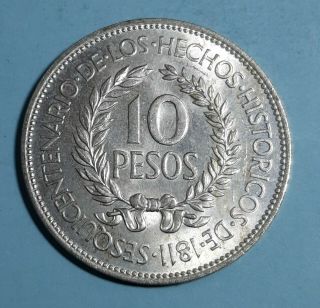1961 Uruguay 10 Pesos Km 43 Gaucho Silver Coin 1