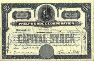 Stock Certificate Phelps Dodge Corporation State Of York Less Than 100 Share