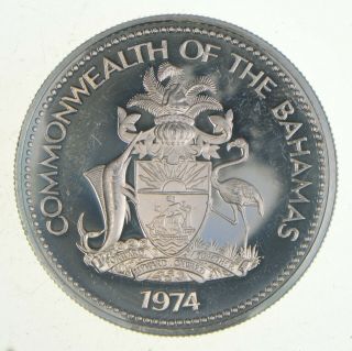 Silver - World Coin - 1974 The Bahamas 1 Dollar - 18g - World Silver Coin 068