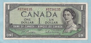 Canada 1954 Canadian One 1 Dollar Bill Note Prefix A/p Circulated