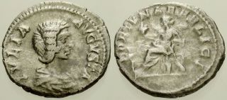 015.  Roman Silver Coin.  Julia Domna.  Ar Denarius.  Rome.  Fortuna.  Avf