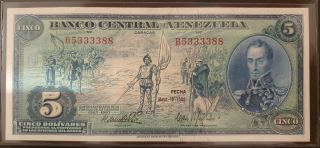 Banco Central De Venezuela - Mayo - 10 - 1966 Banknote - 5 Bolivares