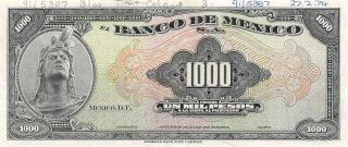 México 1000 Pesos 27.  2.  1974 P 52p Archival Front Proof Uncirculated Banknote