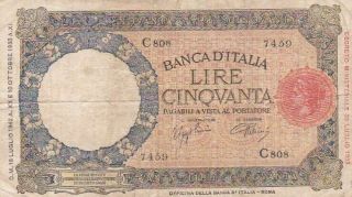 1942 Italy 50 Lire Note,  Pick 57