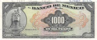 México 1000 Pesos 7.  2.  1974 P 52p Archival Front Proof Uncirculated Banknote