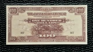 Malaysia Malaya 1944 Japanese Occupation 100 Dollars Mt M8 Unc