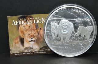2016 Republic Of Congo 50,  000 Congo Francs 10 Oz.  999 Silver 496/1,  500 C8262