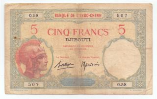 Djibouti French Somaliland 5 Francs 1928 - 1938,  P - 6