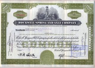 Rockwell Spring And Axle Company Stock Certificate Collins