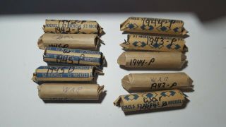 10 Rolls Of Jefferson War Nickels 1943 P Through 1945 P Mixed