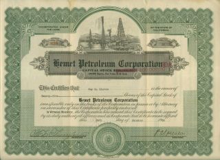 1930 Hemet Petroleum Corporation California Stock Certificate