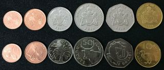 Gambia Set 6 Coins 1 5 10 25 50 Butut 1 Dalasi 1998 - 2014 Unc
