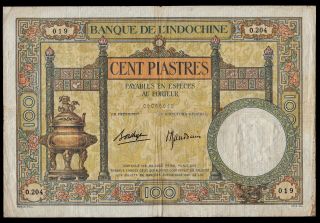 French Indochina 100 Piastres 1936 - 39 P - 51d