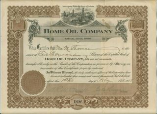 1918 Home Oil Company Arizona Stock Certificate