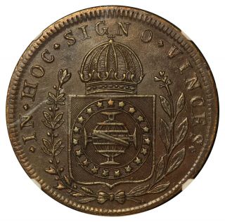 1827 - R Brazil 80 Reis Copper Coin - Ngc Au 55 Bn - Km 366.  1