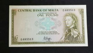 Bank Of Malta,  1 Pound 1967,  Vf