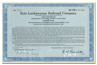 Erie - Lackawanna Railroad Company Stock Certificate