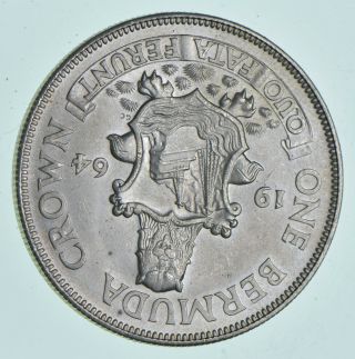 SILVER - WORLD COIN - 1964 Bermuda 1 Crown - World Silver Coin 22.  5 Grams 383 2