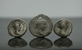 Group Of 3 Roman Empire Silver Coins Ar Denarius 100 - 250 Ad