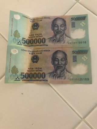 1,  000,  000 Vietnam Dong (2x 500,  000) Bank Note Million Vietnamese Circulated