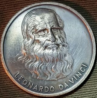 Rare Leonardo Da Vinci Concept Of Manned Flight 1490 1oz Sterling Silver Round