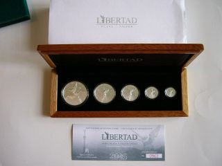 2015 Mexican Libertad 5 Coin Silver Proof Set In W/box/coa - See Photo 
