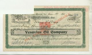 1901 Vesuvius Oil Company Arizona Stock Certificate