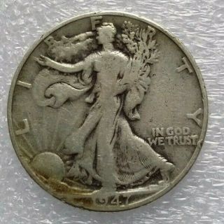 1947 D 50c Liberty Walking Silver Half Dollar Us Coin Average Circulated W/2x2