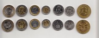 Kenya Set Of 7 Coins 2015 (10,  50 Cents & 1,  5,  10,  20,  40 Shillings) Unc