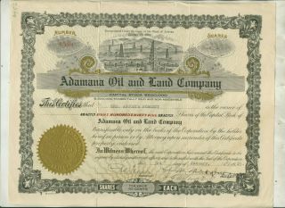 1925 Adamana Oil Company Arizona Stock Certificate