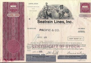 Seatrain Lines,  Inc Stock Certificate State Of Delaware More Than 100 Shares
