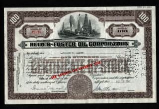 Opc 1941 Reiter - Foster Oil Corporation 100 Shares Stock Certificate