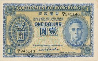 Government Of Hong Kong Hong Kong $1 Minor Dirty At Top Corner Unc